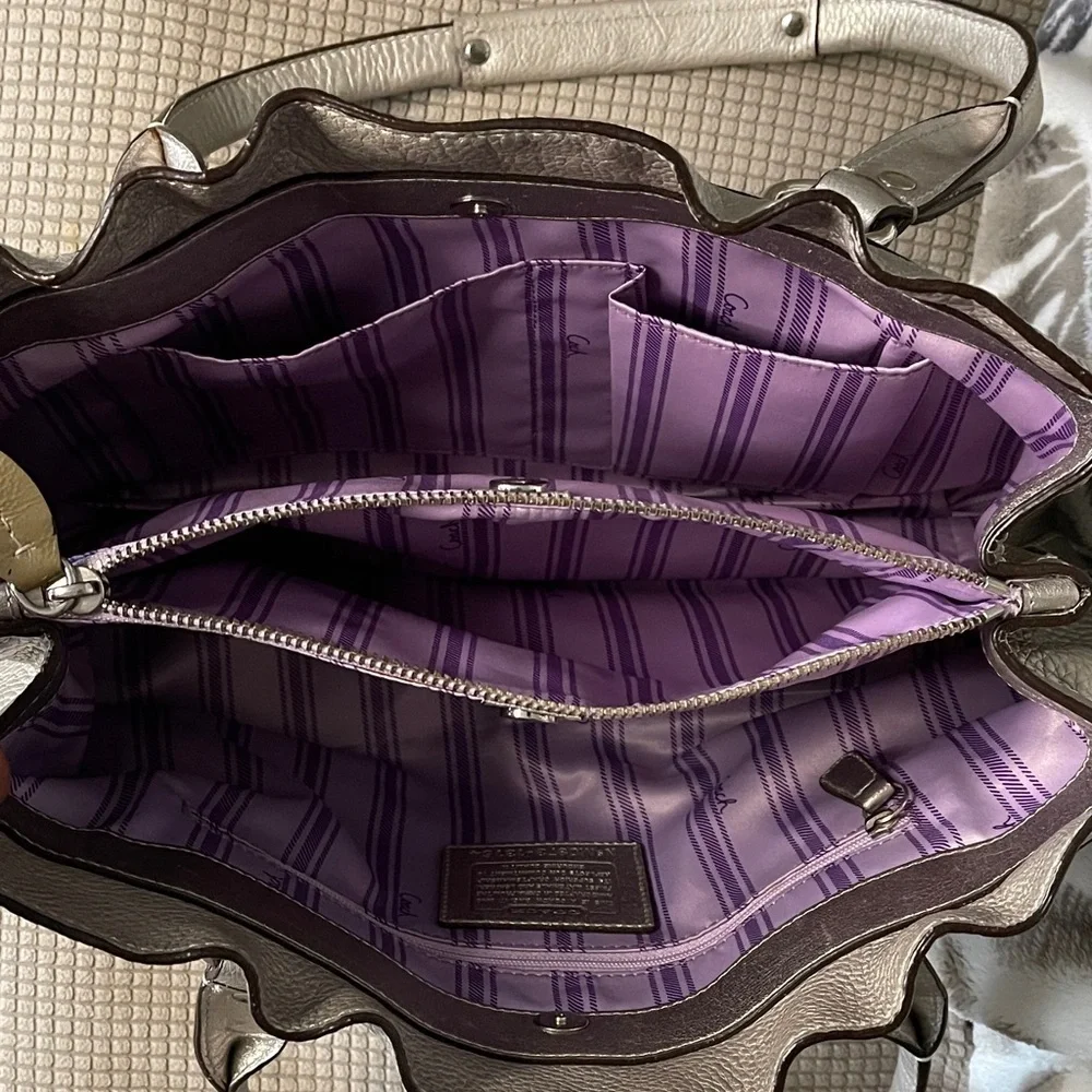 Coach Penelope Metallic Silver Shoulder Bag